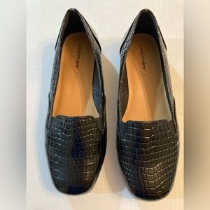 Comfortview Womens Flats 9 WW Crocodile Black